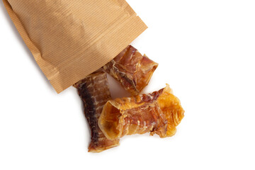 Dog food - dried beef offal, poured out of the package