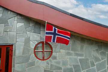 Norwegian flag on a house wall