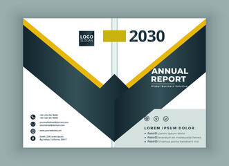 Modern abstract annual report cover page design two page