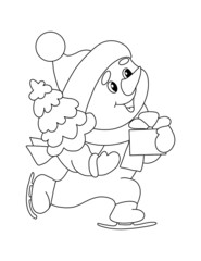 Snowman Christmas colouring page
