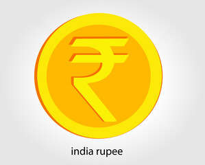 India rupee golden vector illustration. India money currency