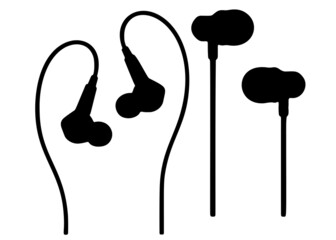 Small wired headphones. Vector image.
