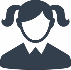 line Art Avatar school Girl Monochrome Icon