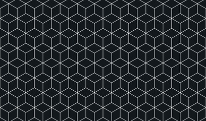 Fototapeta premium geometric cube seamless pattern black and white wide background minimalist concept ready for your backdrop wallpaper design template