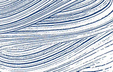 Grunge texture. Distress indigo rough trace. Ecsta