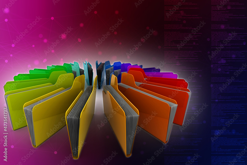 Poster 3d rendering folder with documents