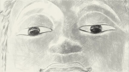 art drawing black and white of buddha statue