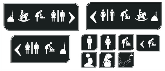Wc icon. Toilet and restroom icon. Male, female symbol. Bathroom vector. Door and plate symbol. Linear style sign for mobile concept and web design. Wc symbol illustration. 