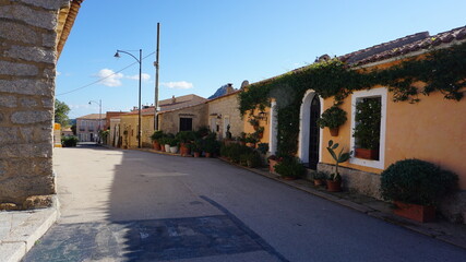 a road in San Pantaleo, Sardinia, in the month of October