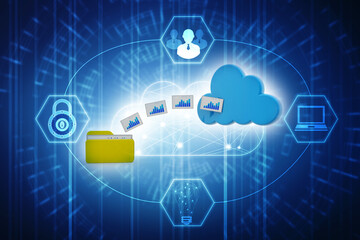 3d rendering Cloud computing concept, Cloud internet technology concept background, Cloud computing and network data Storage concept