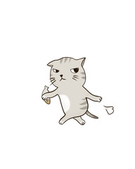 Cat with his fish drawing