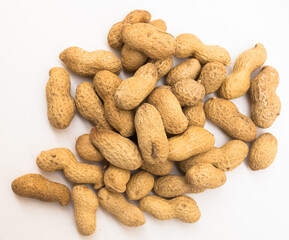 bunch of ecological peanuts on a white background