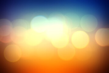 Big bokeh lights flare effect blur pattern on background of deep blue yellow vivid color.