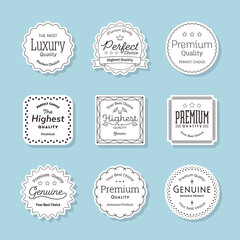 縁の付いたシンプルなラベルのセット。モダンでかわいいタグ。タイトルや見出しのフレームにも最適です。