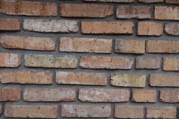 Front view of simple old rugged  brick wall