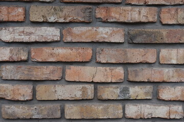 Old rugged brick wall texture (front view)