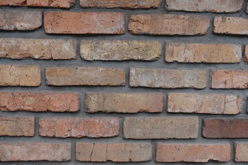 Simple old rugged brick wall (front view)