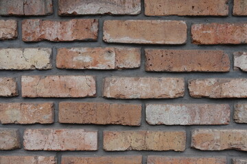Texture of simple old brick wall (front view)