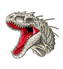 Indominus rex head drawing, art.illustration vector