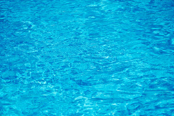 Surface, texture blue transparent clear water background. Summer holidays border frame concept. Tourist travel, vacation backdrop.