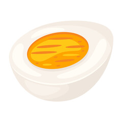 Illustration of boiled egg cut. Image for food and agricultural industries.