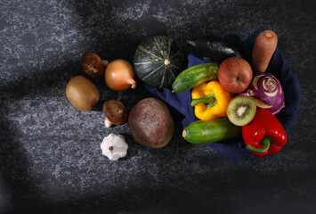 Vegetable ingredients on cement background