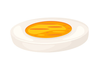 Illustration of boiled egg cut. Image for food and agricultural industries.