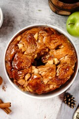 Homemade Caramelized Apple Monkey Bread, selective focus