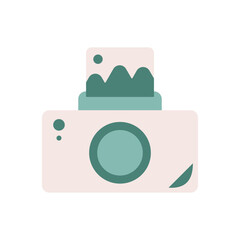 camera icon with photo, vector illustration.