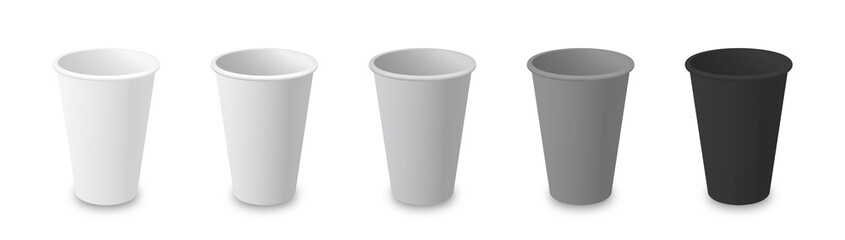 Realistic blank mock up paper cup. Coffee to go, take out mug. Vector illustration isolated and can be use for any backgrounds. EPS10.