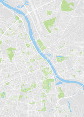 City map Warsaw, color detailed plan, vector illustration