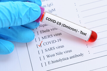 Blood sample tube for Omicron or B.1.1.529 variant of COVID-19 coronavirus test