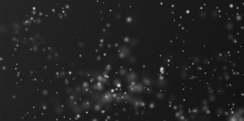 Light bokeh magic background. White shiny particles effect. Abstract glow liguid sparks. Vector illustration.