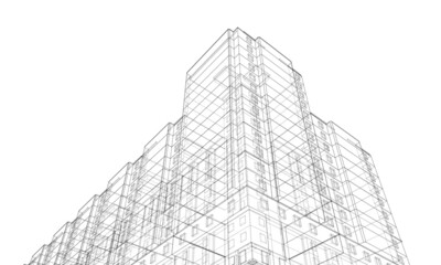 Wire-frame model of a multi-storey building