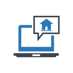 Real estate message on the laptop screen icon