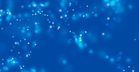 Light bokeh magic background. Blue shiny particles effect. Abstract glow liguid sparks. Vector illustration.