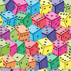 multicolored dice, seamless vector pattern