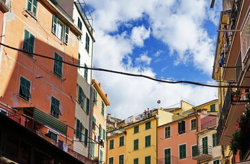 Fototapeta na wymiar Houses in the village of Riomaggiore, Cinque Terre, Italy