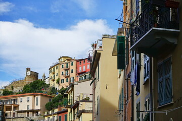 Fototapeta na wymiar View of the village of Riomaggiore, Cinque Terre, Italy