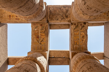View of the main axis of the Hypostyle Hall with its twelve large columns, and the smaller columns.