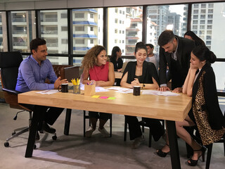 Startup diversity teamwork fun brainstorming meeting business concept