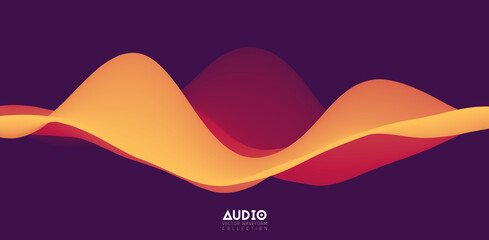 Sound wave visualiztion. 3D orange solid waveform. Voice sample pattern.