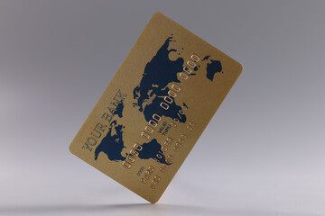 Credit plastic bank card on gray background