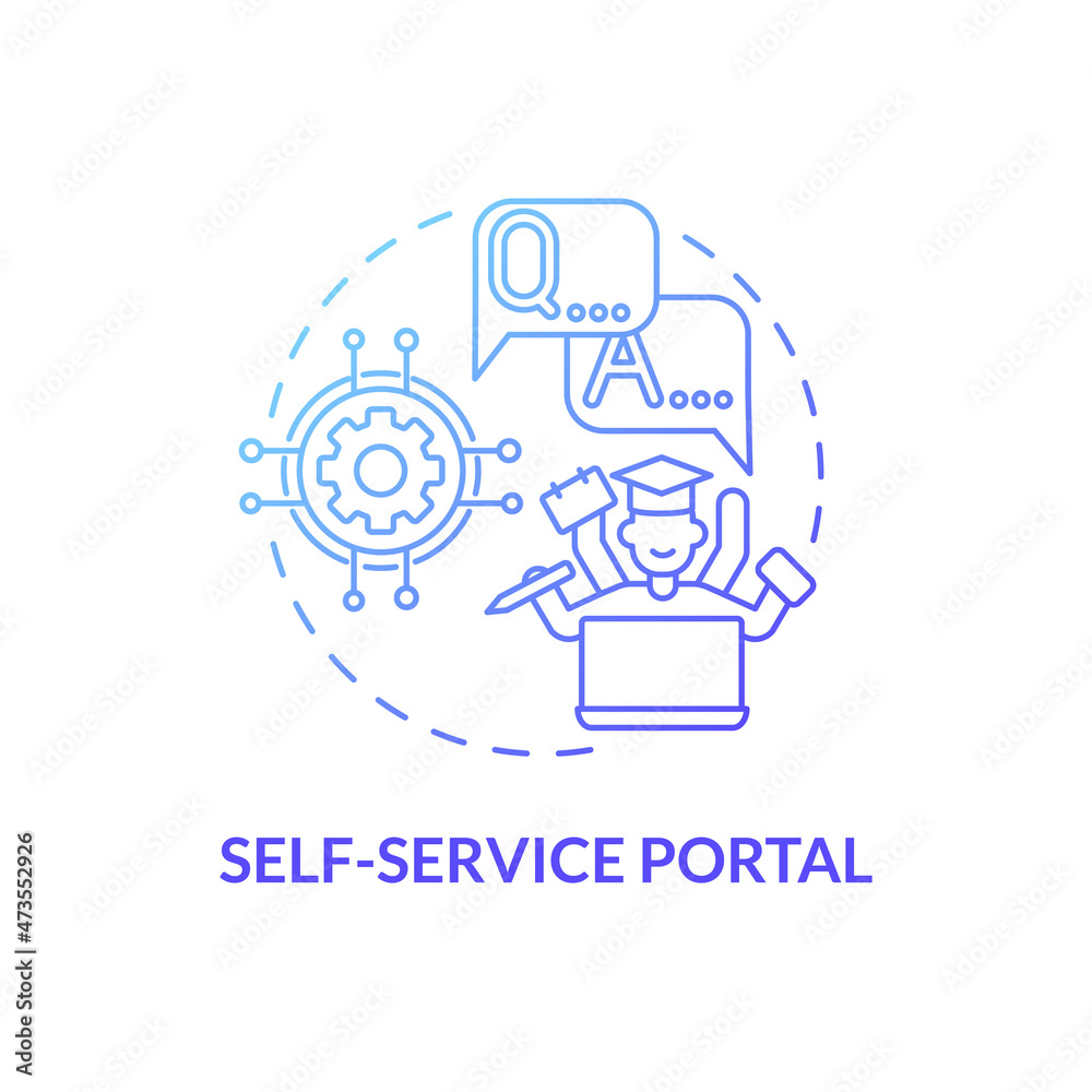 Poster Self-service portal blue gradient concept icon. Public informational database. Technical support service abstract idea thin line illustration. Vector isolated outline color drawing