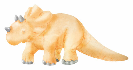 Watercolor triceratops. Perfect for printing, web, textile design, souvenirs, scrapbooking.