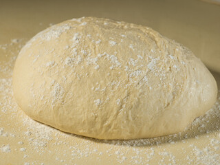 a piece of dough prepared for baking bread or cake