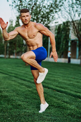 man doing sports in the park outdoors cardio CrossFit