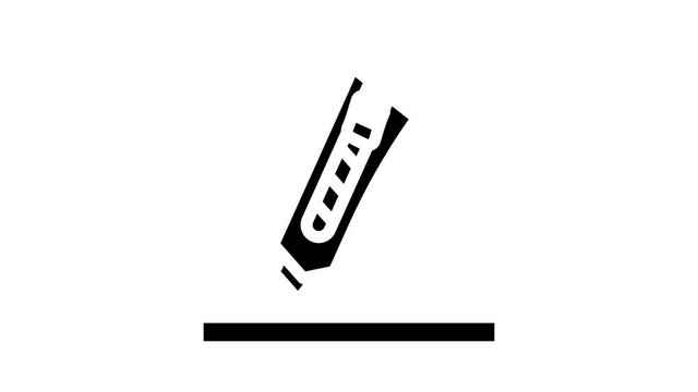knife stationery animated glyph icon knife stationery sign. isolated on white background
