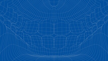 Wire-frame 3D teeth close up. Inside mouth