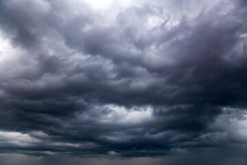 Cloudscape of gray storm clouds in summer